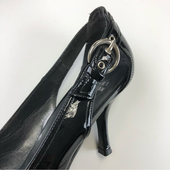 STUART Weitzman patent heels patent pumps with buckle and cutout detail Size 8.5 - Picture 6 of 11